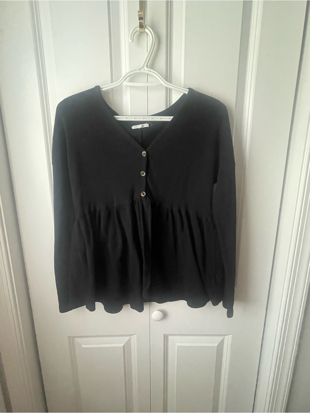Maurices | Black Button-Front Peplum Top